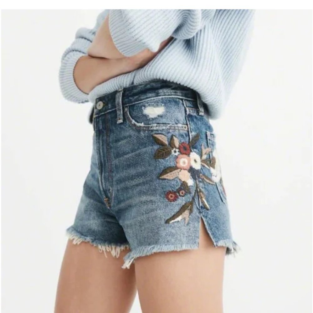 Embroidered Jean Shorts Abercrombie and Fitch